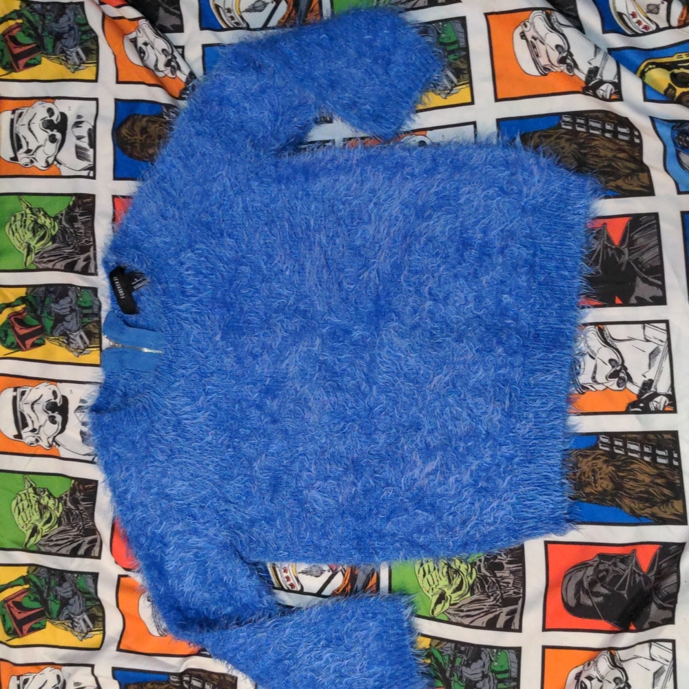 Free add on - Y2K Aesthetic Forever 21 Fuzzy Blue Sweater